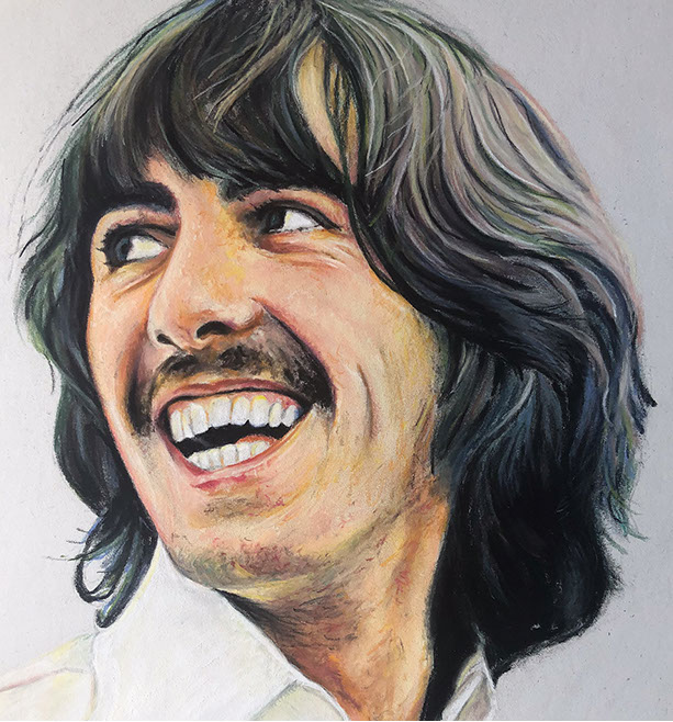 Beatles George Harrison pastel original